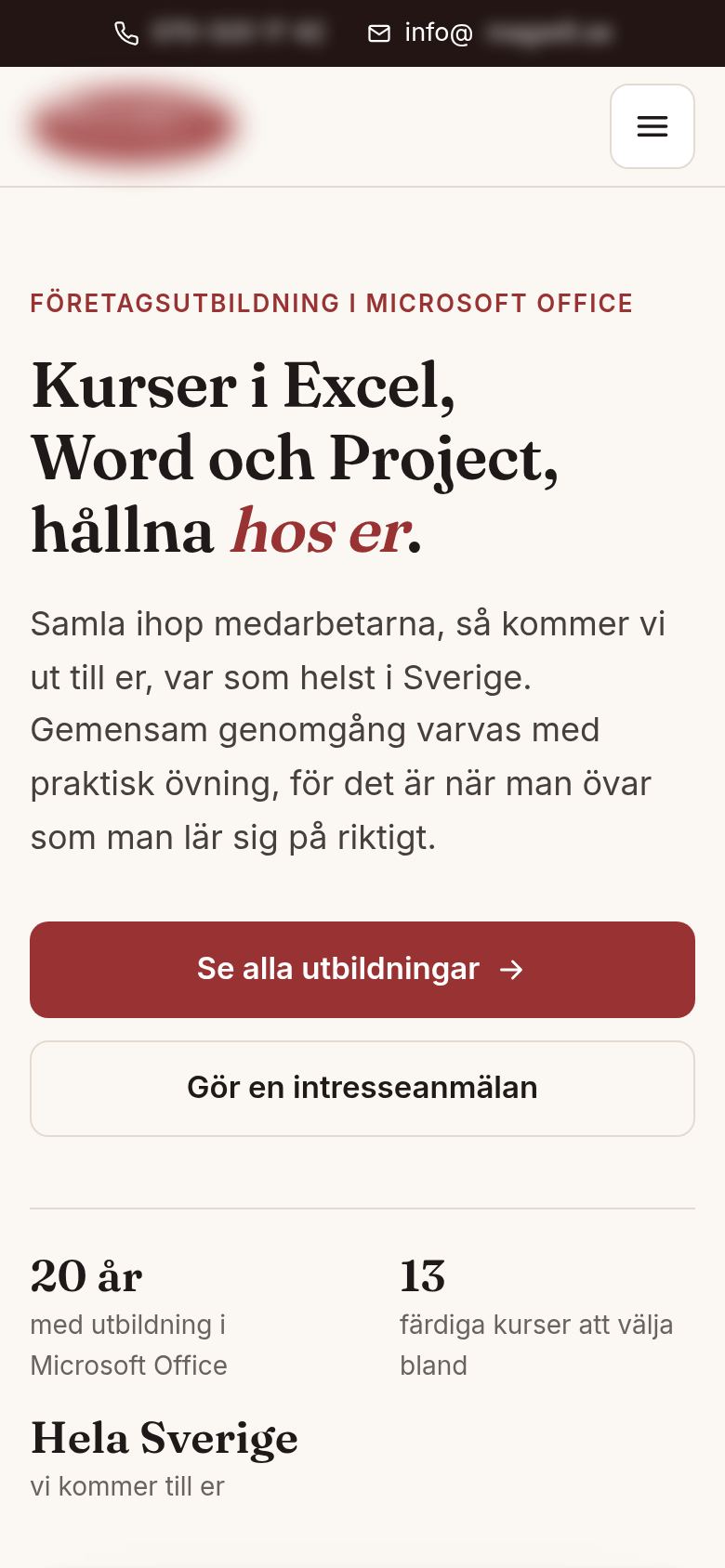 Utbildningsföretag: den nya sajten i mobilen